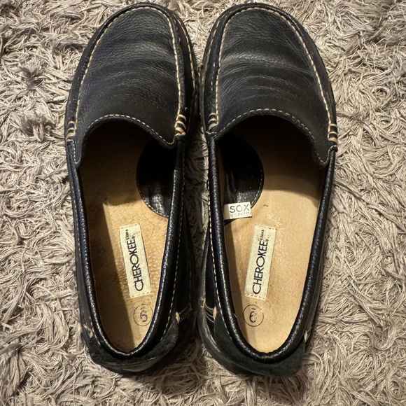 CHEROKEE BRAND LEATHER UPPER BLACK SLIP ON Mens SHOE MOCCASIN DRIVING Sz 9 - Picture 7 of 7